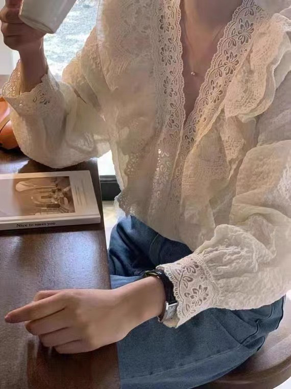 New year in early spring! [MK] lace V-neck lady blouse 3127# hjy