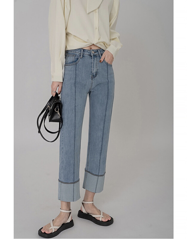 [Jiajia Muli] design sense niche straight jeans a8399# L