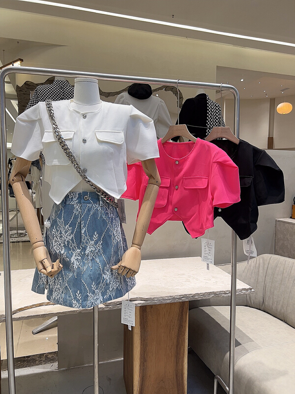 New in early summer! [o.shazidian] bubble sleeve fashion versatile shirt 1503# CSX