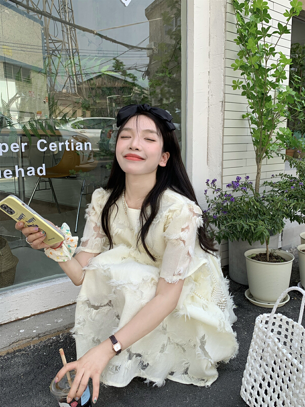 [dolly] Korean gentle and sweet temperament design, minority back tether tassel Princess Doll Dress 6703# LSW