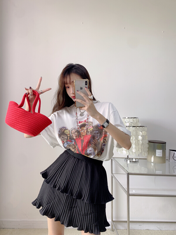 New in early summer! [Vanessa] vintage fashion printed short sleeve T-shirt t35# ozq