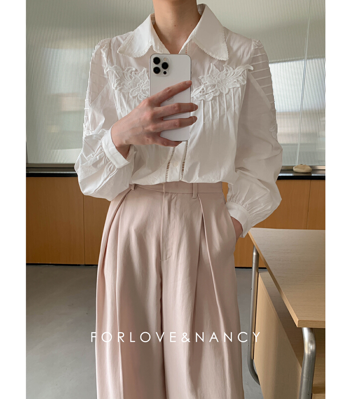 goods in stock! New in early summer! [FN] Korean version solid color long sleeve shirt 86132c5# cqw