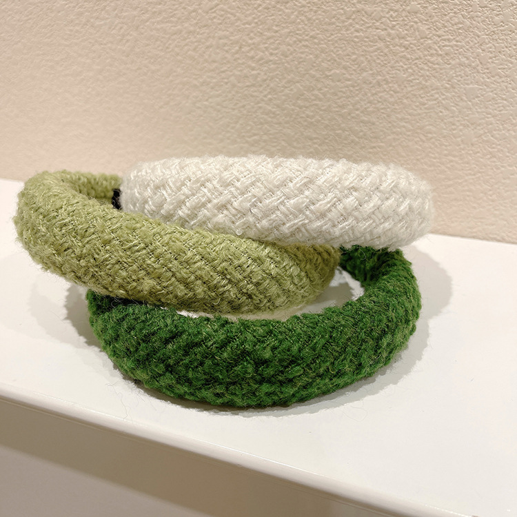 [inside] ins Green Plush sense woven texture versatile hair hoop headdress 588# zxl