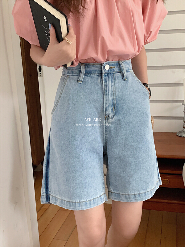 New in early summer! [we are] contrast color high waist wash denim 5-point denim shorts 60050# ZSY