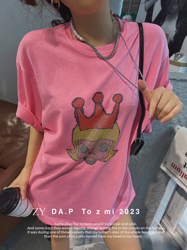 New in early summer! [ZY] Korean hot drill cartoon Pullover printed short sleeve T-shirt 2023# WTT