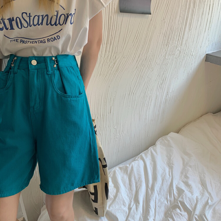 [ten. Ten] Korean chic slim and versatile Wide Leg Denim Shorts d828# WPL