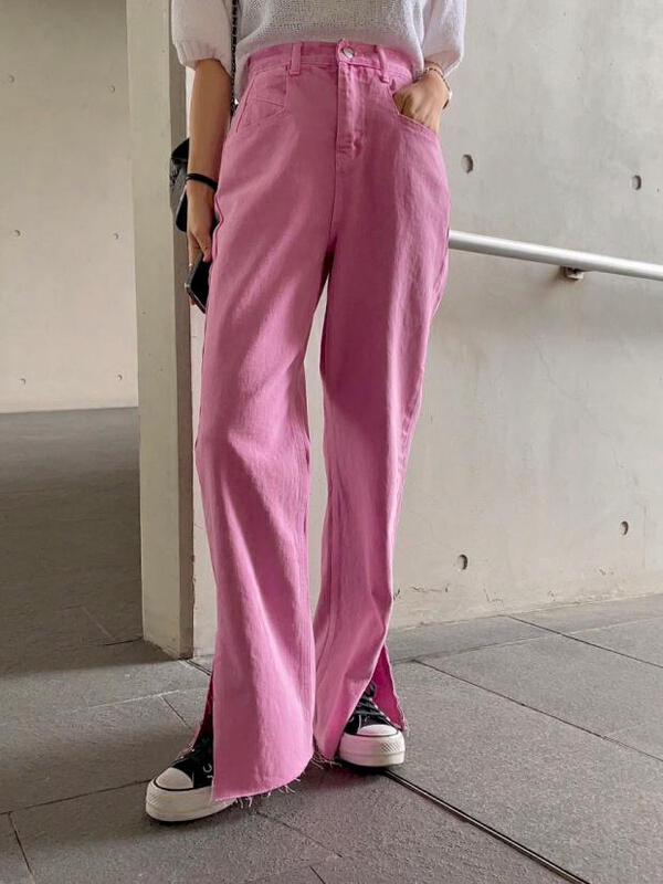 [four seasons] Korean loose slit pants jeans 6536# LSL