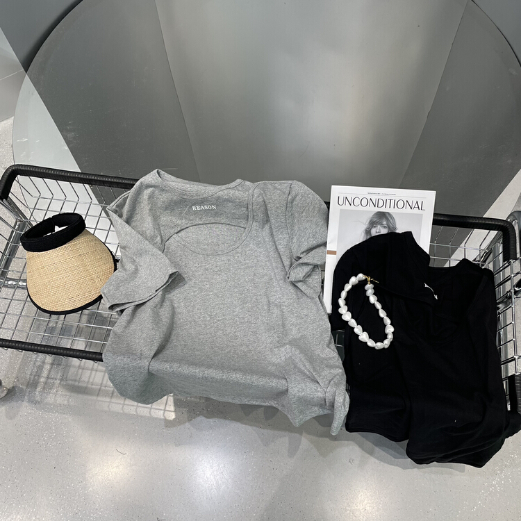 [bobo1972] round neck versatile Pullover short sleeve T-shirt 220383# ozq