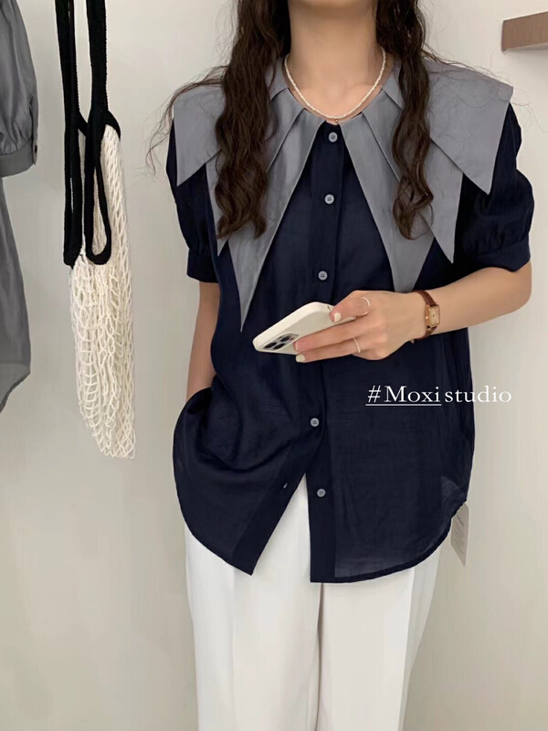 New in early summer! [Moxi] fashion contrast simple shirt 56506# XJ