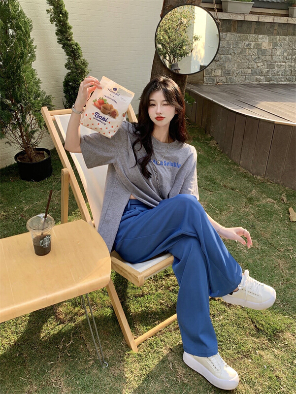 New in early summer! [Huaxi] split print T-shirt + loose and versatile Pants Set 8908# PCZ
