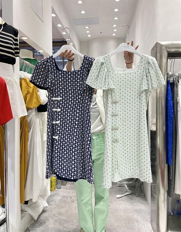 [Jun Jun] vintage style square collar buckle dress 63303# CLS