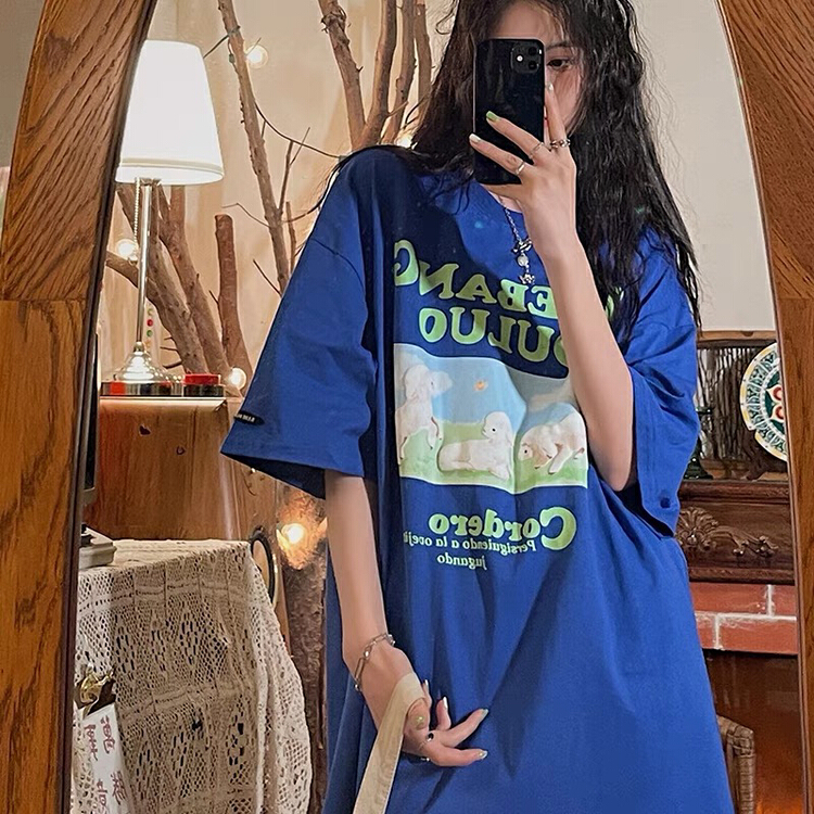 [lab eeda] crew neck loose print short sleeve T-shirt 2908# ozq