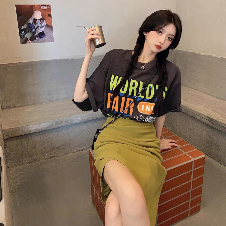 New in early summer! [Huaxi] American retro short sleeves + slim skirt set 8769# PCZ