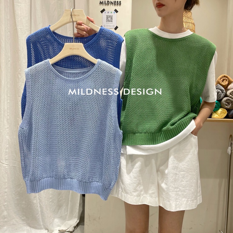 New year in early spring! [mildness] curved bead hollow out knitted vest 6316# ZSY
