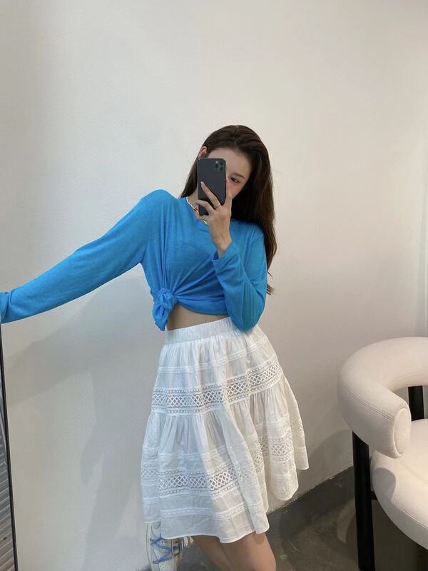 [modern 197] simple and versatile elastic waist A-line skirt 5589# zyh