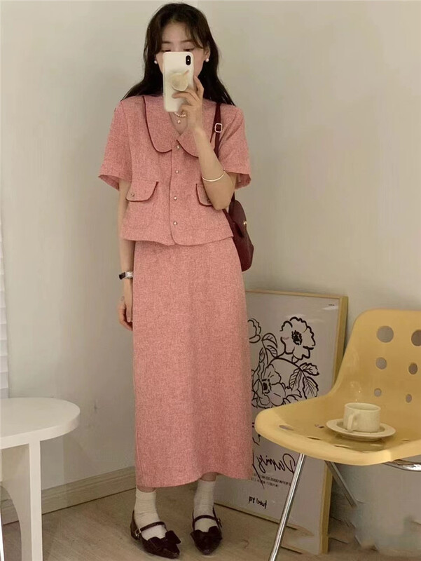 [multi gold] lady temperament small fragrance short coat + simple and versatile skirt suit 8222# hjy