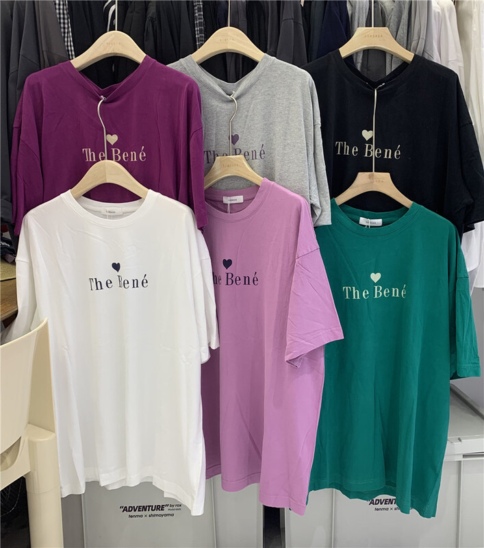 [sanbara] letter print loose short sleeve T-shirt 9526# LSW