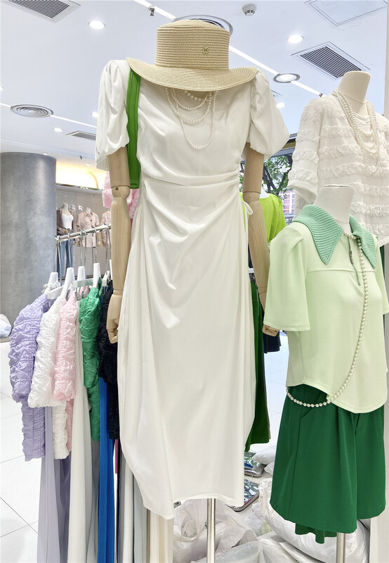 goods in stock! New in early summer! [Jun Jun] elegant temperament solid color high sense dress 168846# CLS