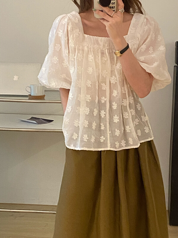 [tototellme] Korean simple jacquard shirt 24128# HBx