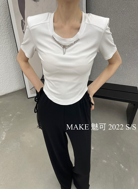 New in early summer! [make Meike] simple and slim chain small design shirt 50018# XJ