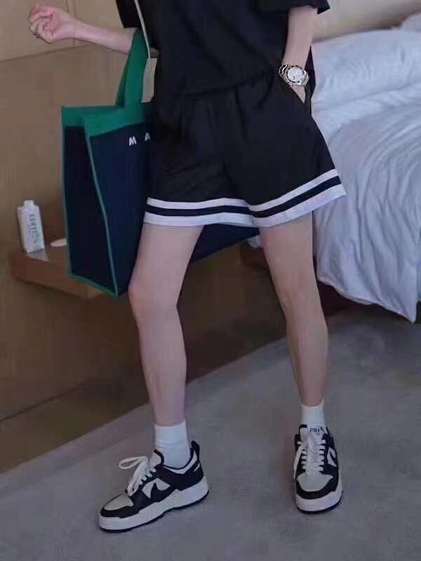 [kakajia] elastic waist white edge sports casual shorts 9102# ozq