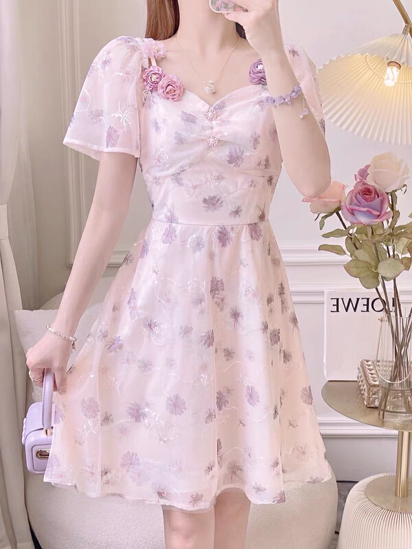 [Yingying new clothes] sweet and elegant dress (with corsage) 7472# Cl
