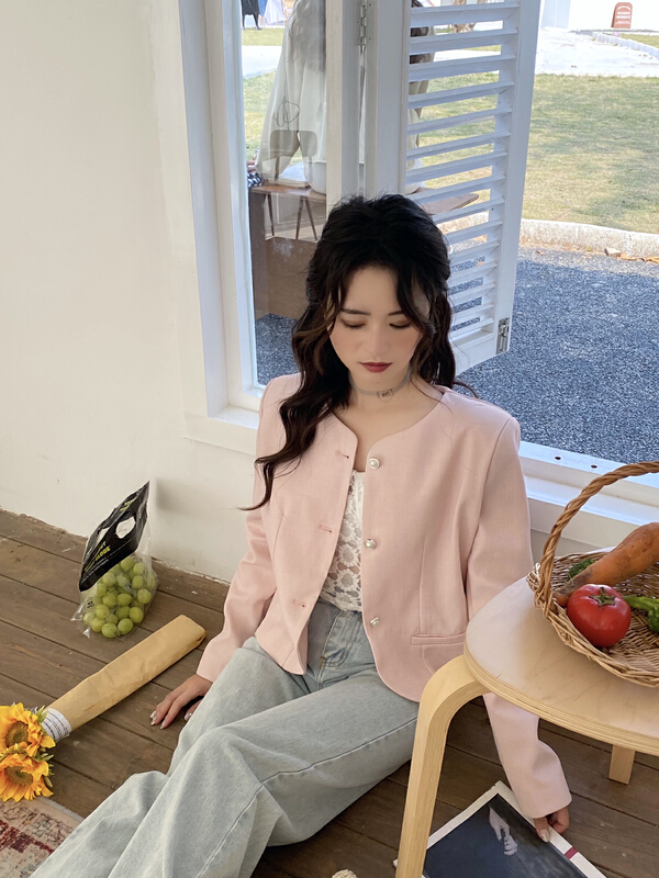 [alike] small fragrance light color loose and fashionable short coat a1033# hjy