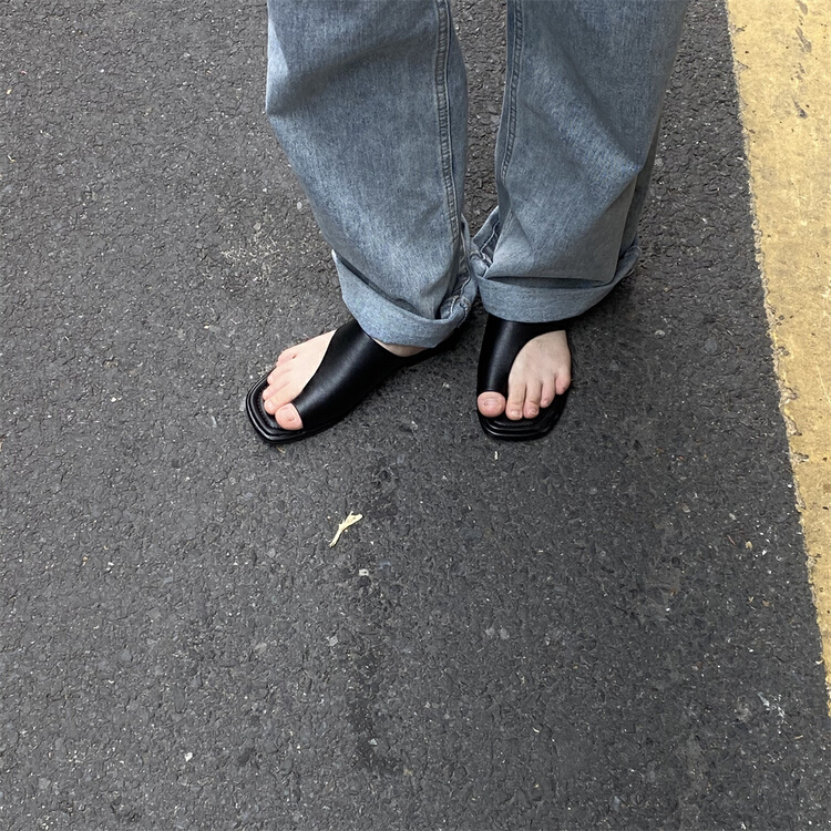 [misslan] flat bottom square toe flip flop xb323# XJ
