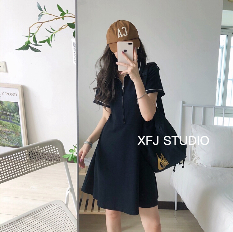 [Xiaofan family] sweet aging polo collar casual dress 6113# LJF