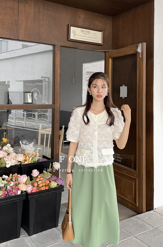 [f one] temperament lady lace small fragrance short sleeve short coat 66069# WPL