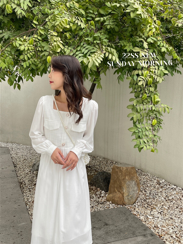 [warning] small fragrance loose bubble sleeve dress 8855# ZSY