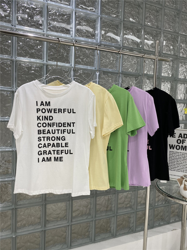Cxdhh / new in early spring! [strict selection - planting grass and trees] Korean letter Casual Short Sleeve T-shirt xc21-19008-j# jhy