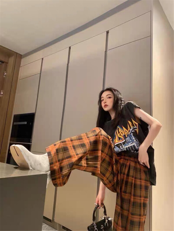 [m.zz] Plaid simple slim casual pants 8701# LSW