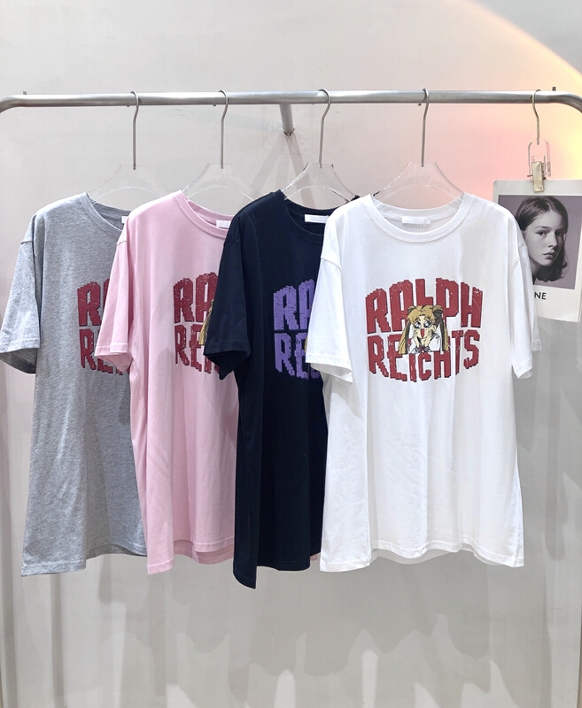 [sun] Korean version loose, slim and beautiful girl short sleeve T-shirt t294# lwy