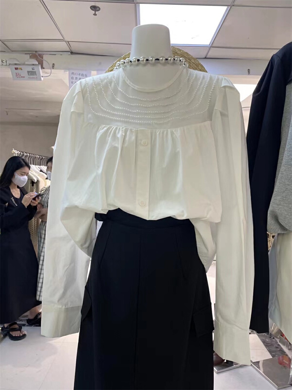 New year in early spring! [dream fly] lady French pearl Neck Shirt 61066\xj