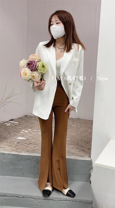 [I'm] temperament slim fit flare slit casual pants 337-1# cqw