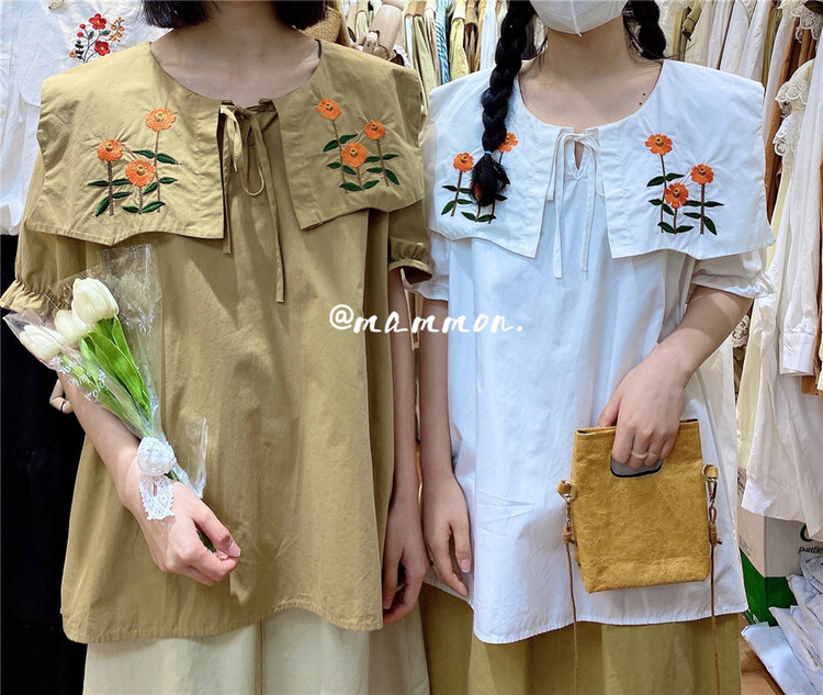 【MAMMON】大翻領舒適百搭小衫  1564#  LL