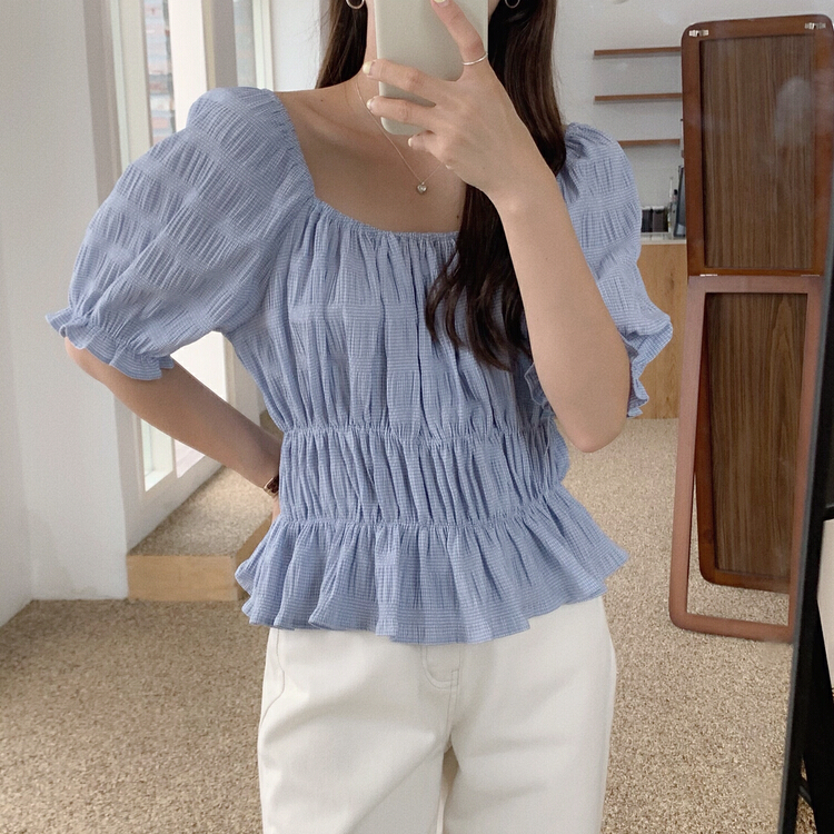 [cocoa] square neck slim versatile shirt 2525# L