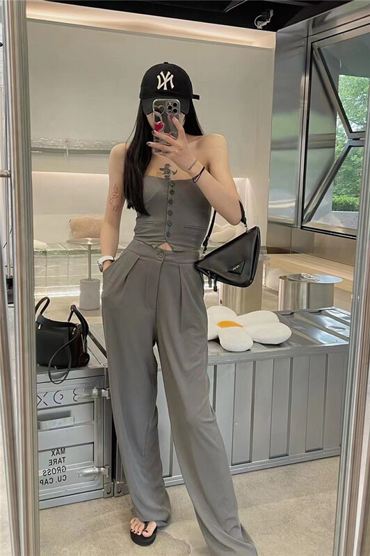 [toko. Z] versatile fashion Bra Top + comfortable and simple casual pants set 22126# cqw