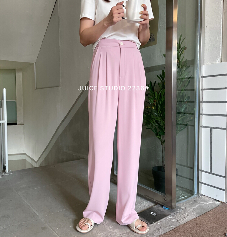 New in early summer! [juice] Korean version simple one button casual pants 2236# ll