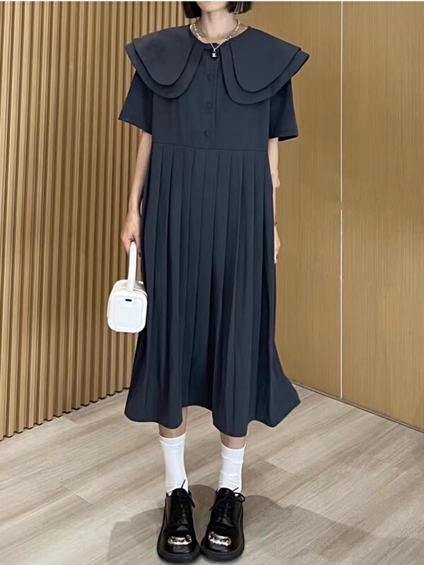 [Mimosa] Korean double layer doll neck dress 1267# hjy