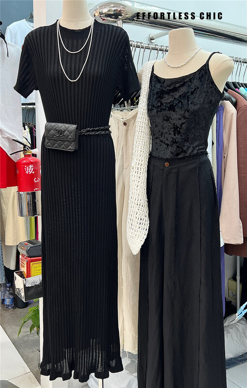 New in early summer! [effortless chic] temperament knitted slim fitting short sleeve dress 9193# XYJ