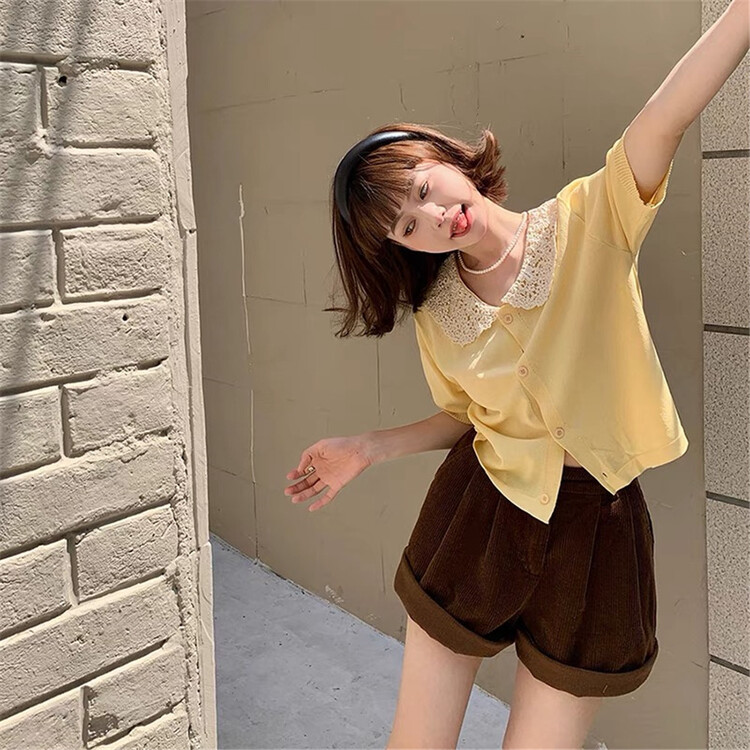 [tab CP] sweet and versatile age reducing lace doll neck knitted cardigan ys1-8096# CSX