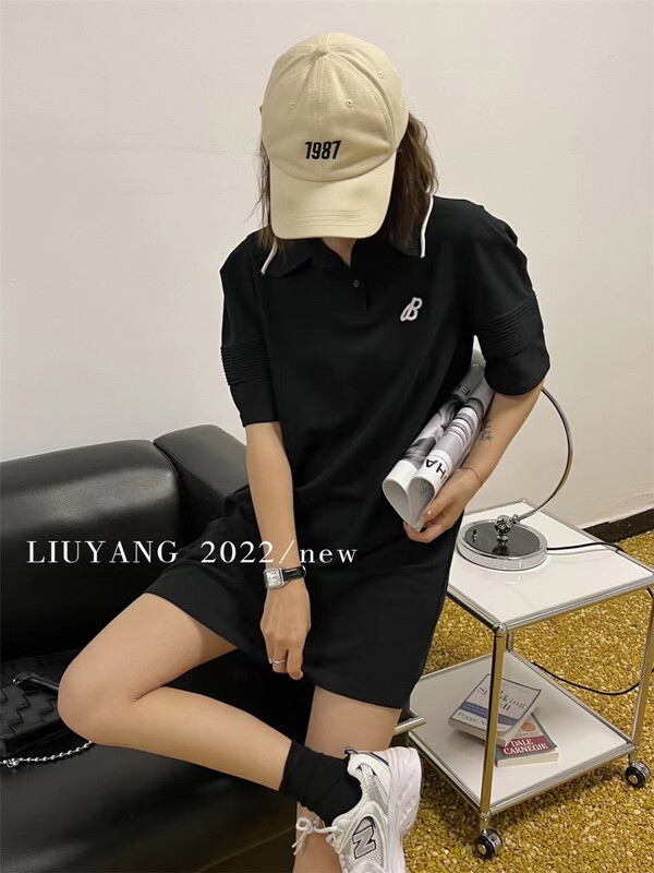 [liu-y] knit stitched polo collar dress 18265# XJ