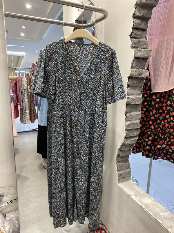 [FW] elegant temperament V-neck floral loose dress 3706# WPL