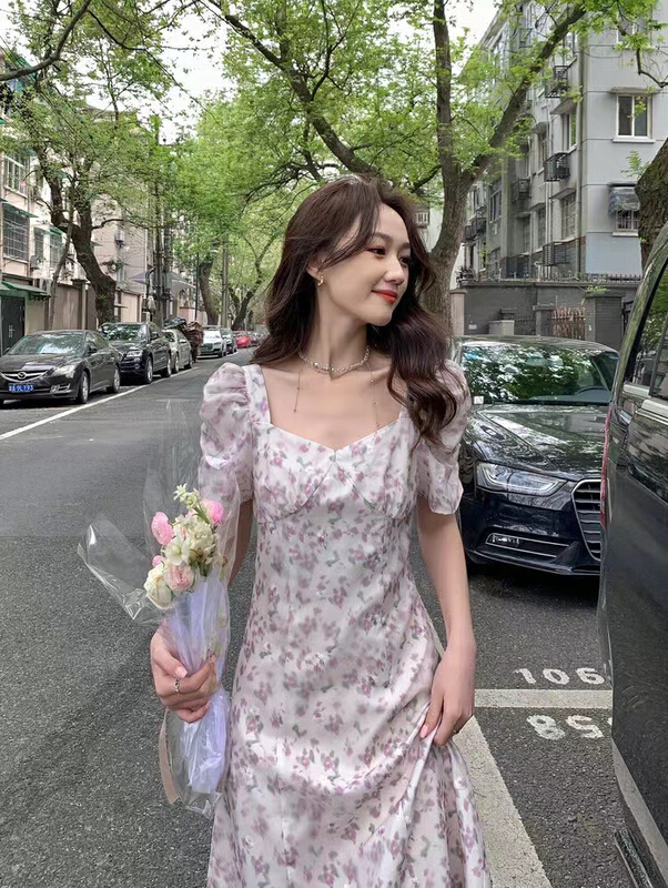 [are studio] French square neck floral dress 81126# zxx