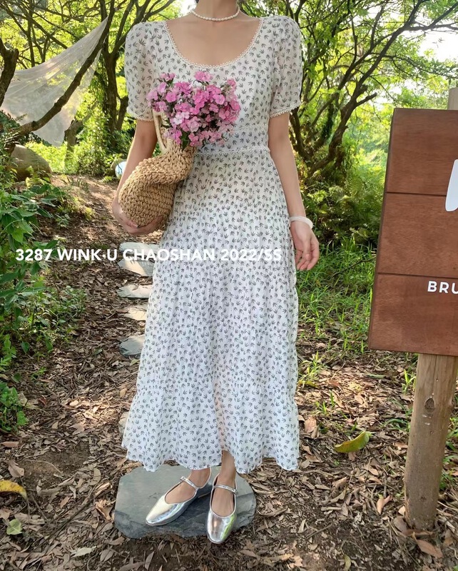 [wink. U] Korean print loose long dress 8931# cqw