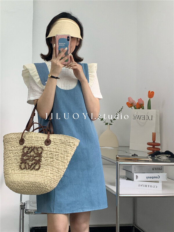 New in early summer! [Luoyi] round neck simple solid color small shirt 7102# L