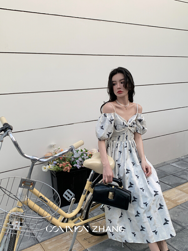 [CZ Zhang] butterfly jacquard lady dress 62363# XYJ