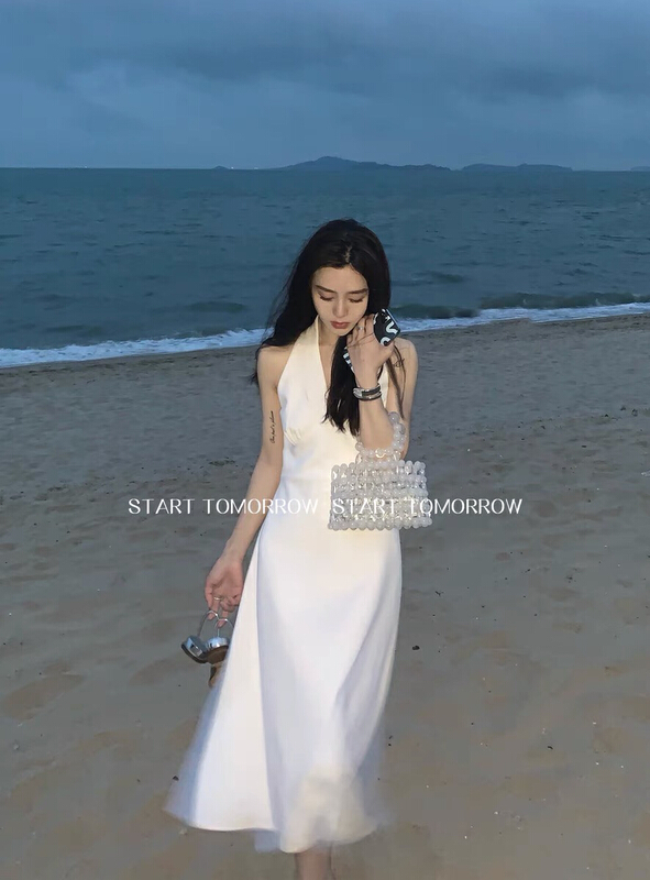 [RM. HH] long and medium-sized dress with neck hanging and off shoulder temperament (dress only) 260# ozq